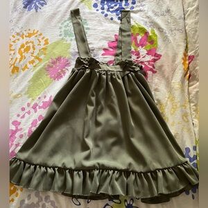 Cottagecore Olive Green Ruffled Suspender Skirt